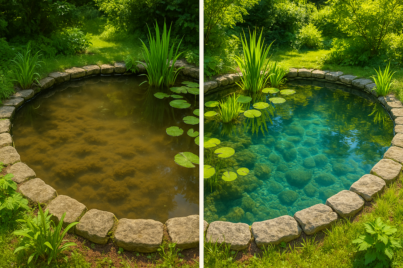 Teich Vorher Nachher