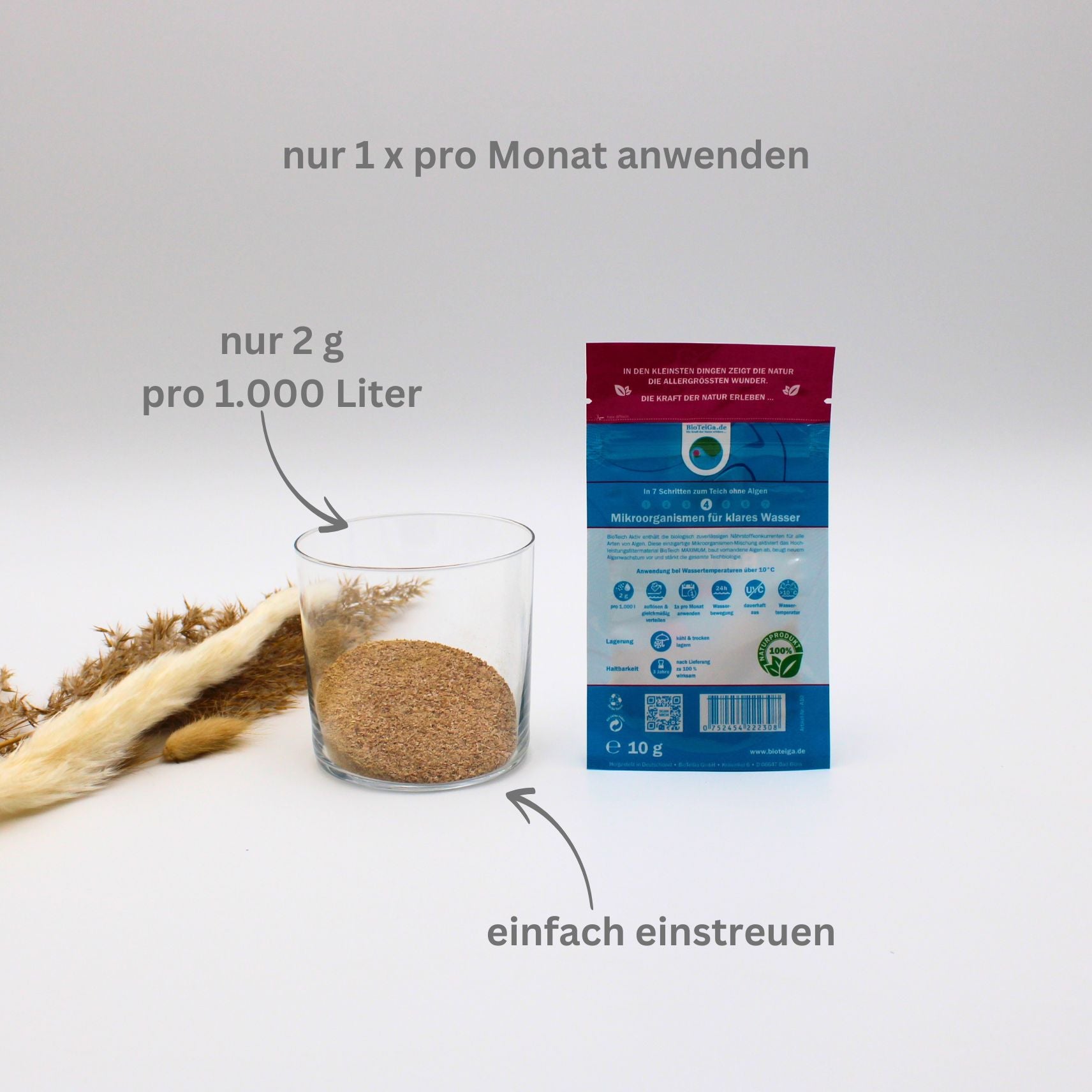 Grünes trübes Teichwasser entfernen